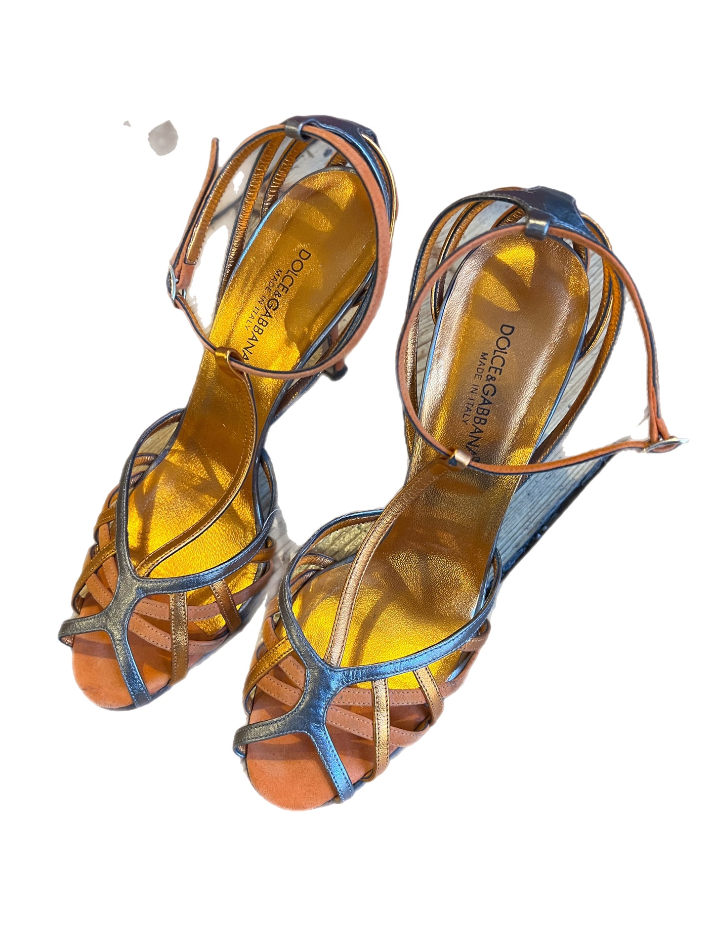 DOLCE&GABBANA metallic strappy heels