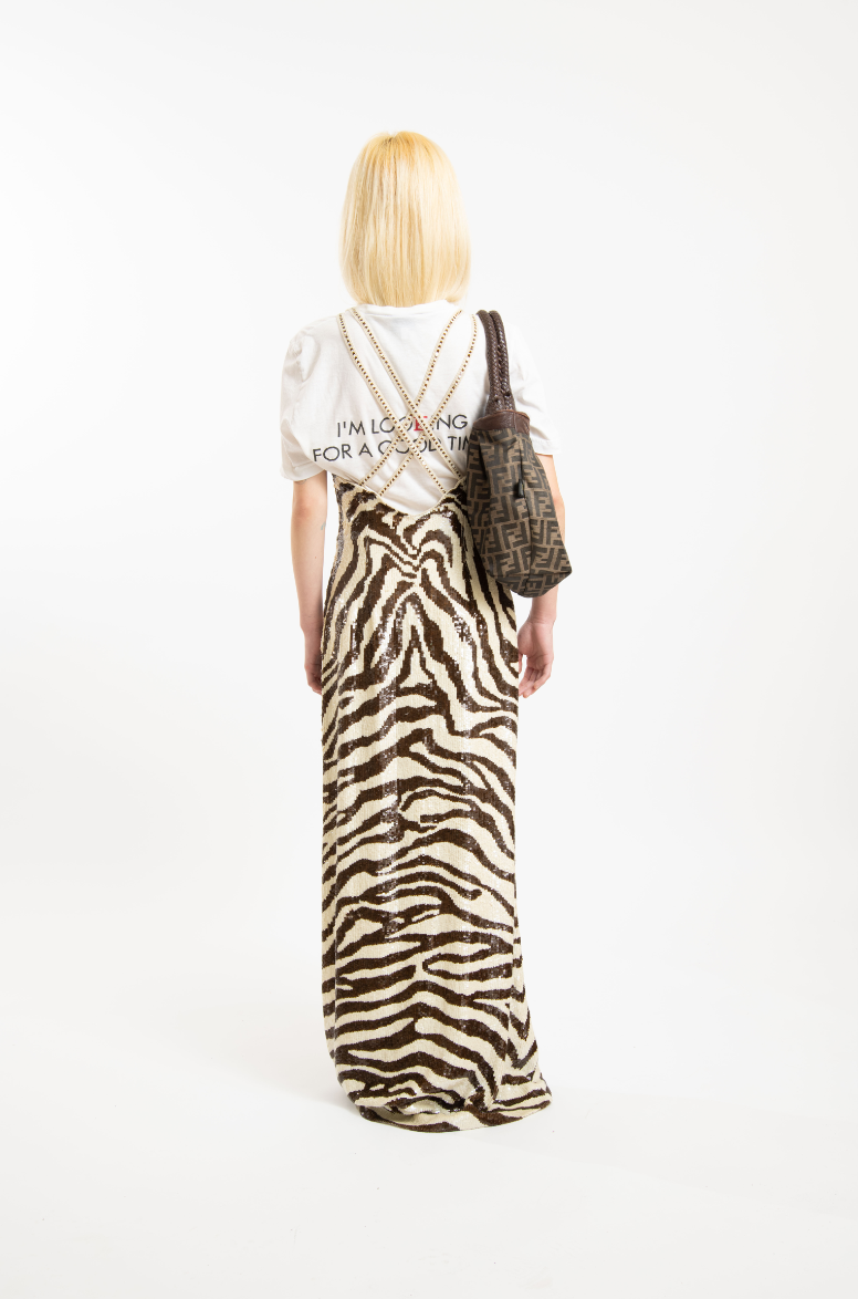ESCADA zebra embellished evening gown