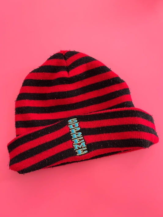 SUPREME stripey beanie