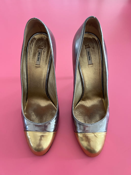 MIU MIU mixed metall heels