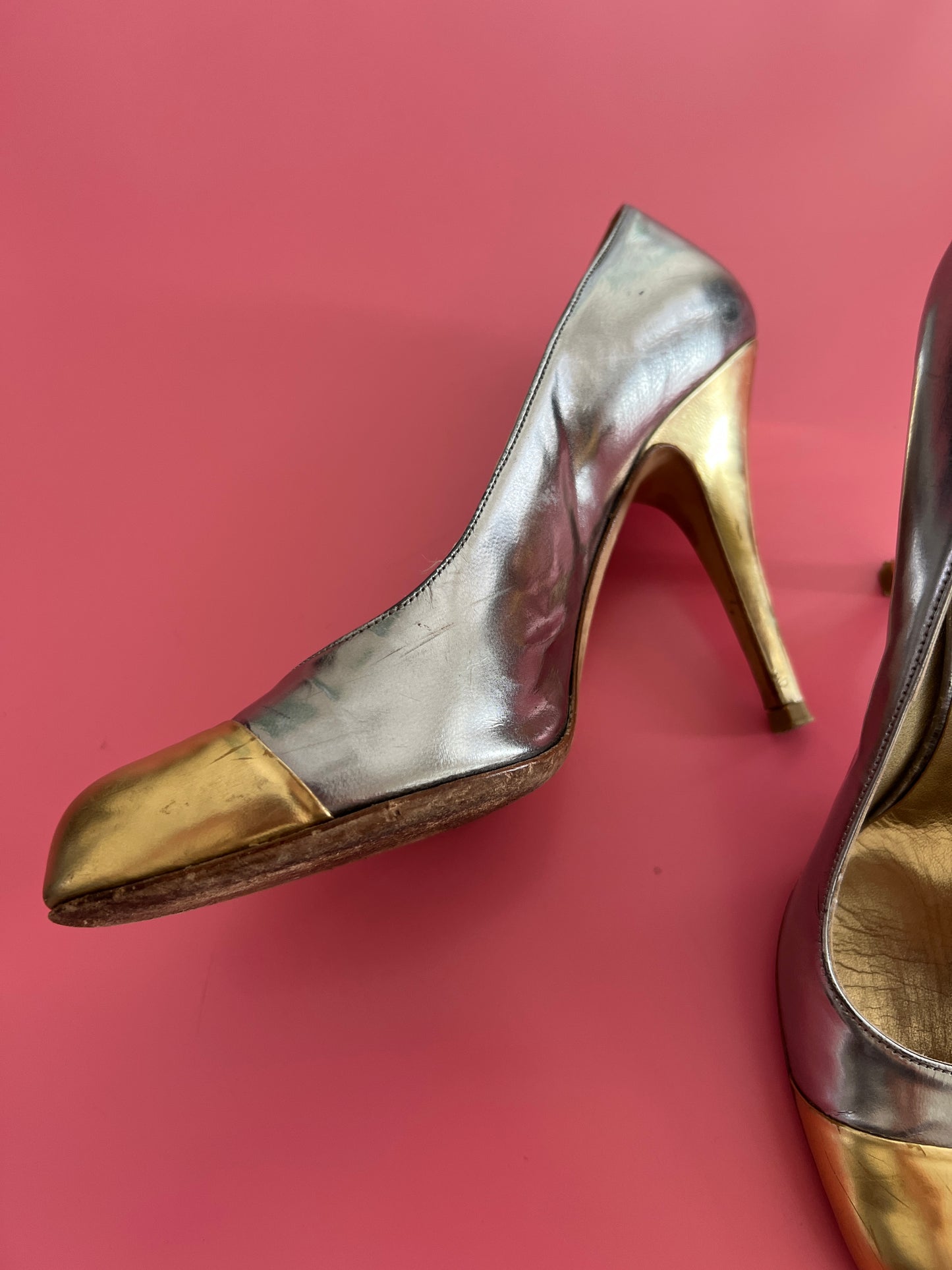 MIU MIU mixed metall heels