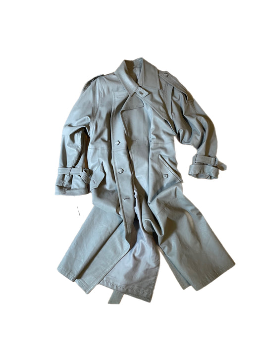 UNBRANDED mouse grey leather trench