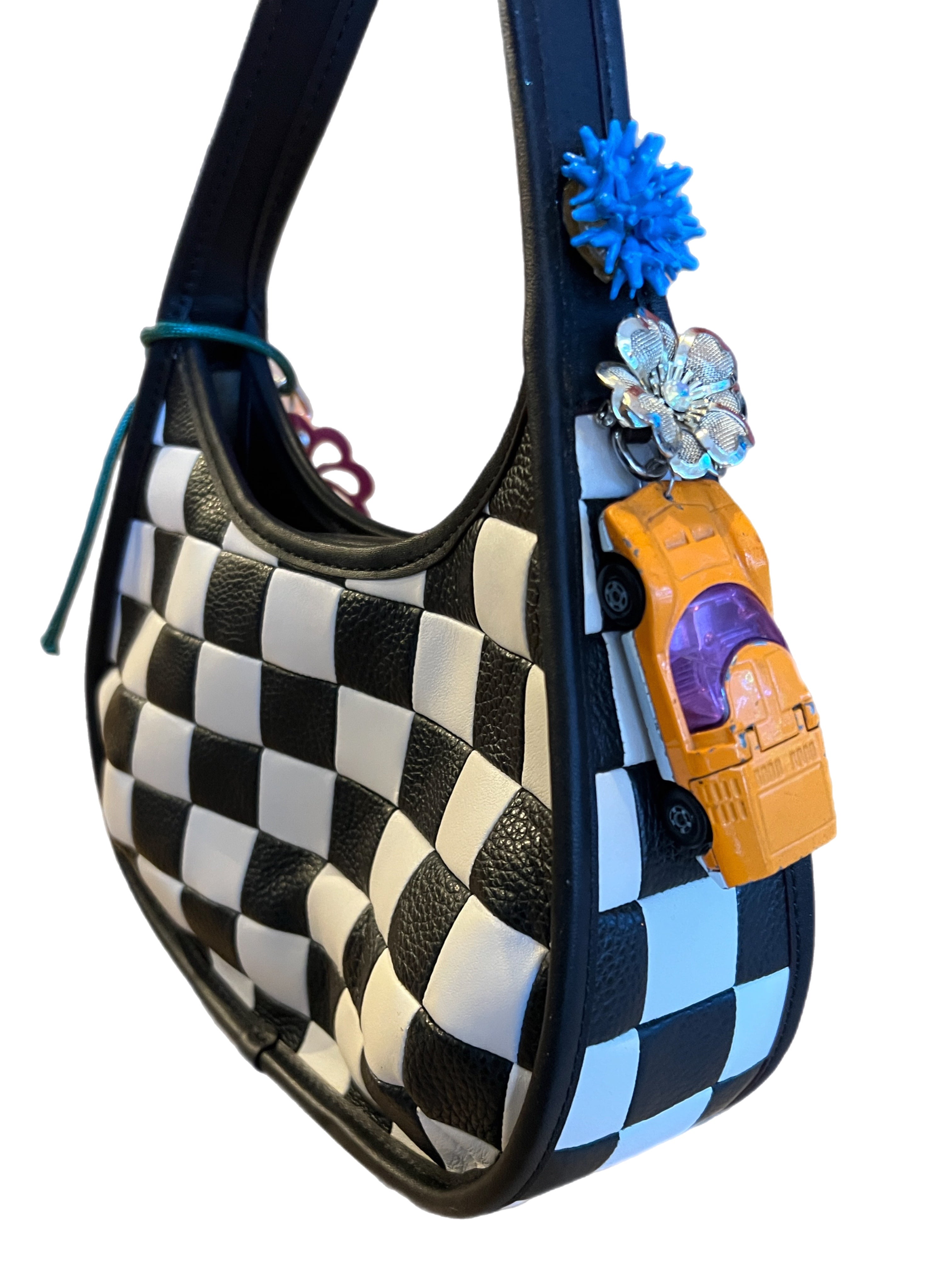 Coach blue checkered online bag