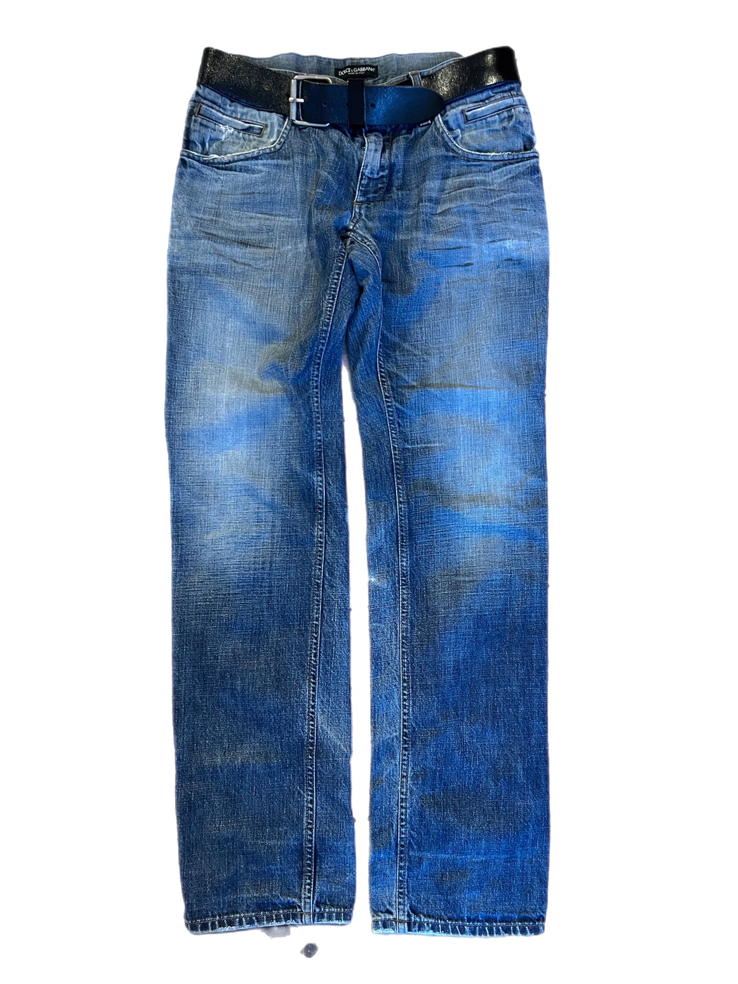 D&G distressed logo denims