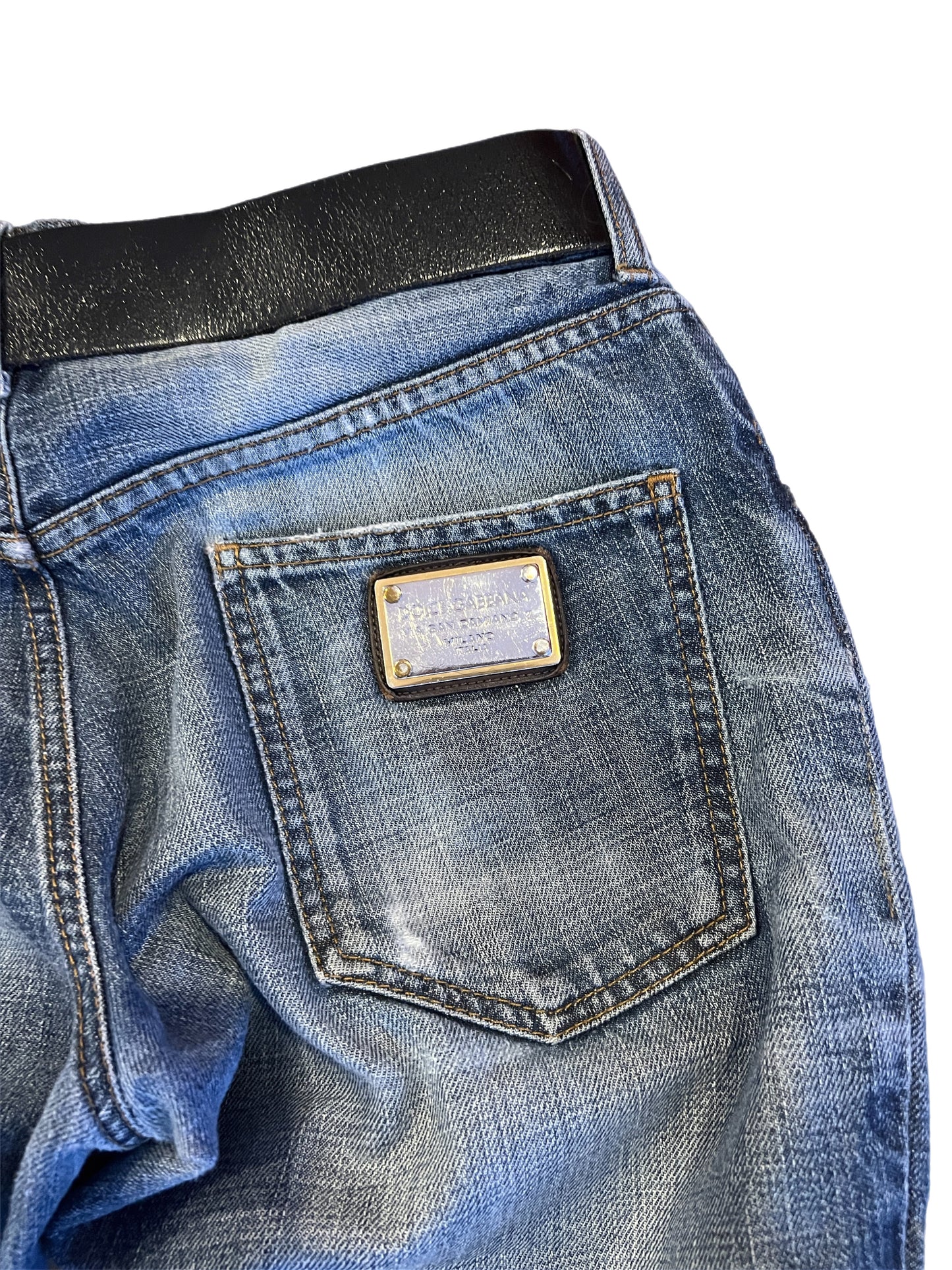 D&G distressed logo denims