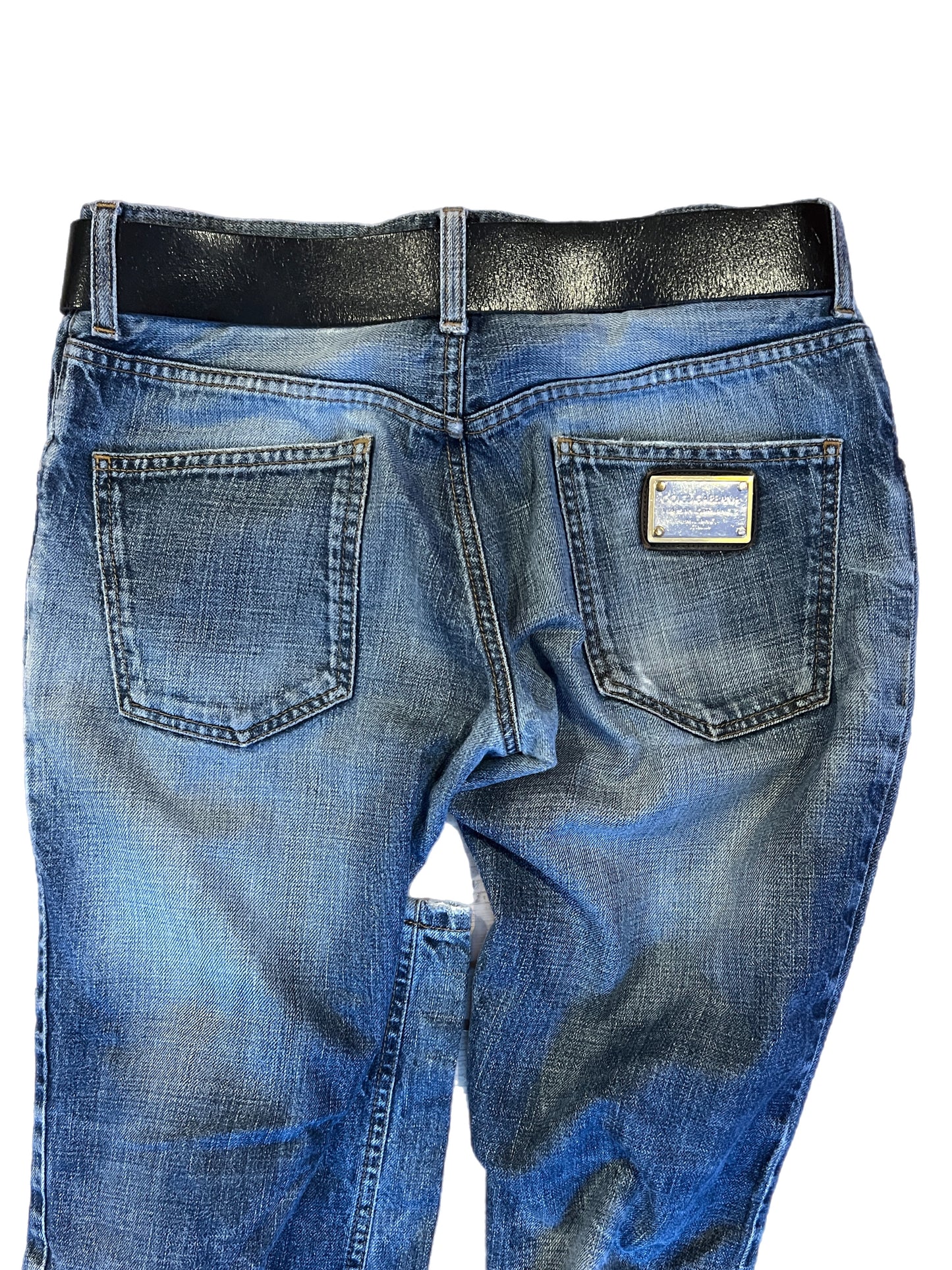 D&G distressed logo denims
