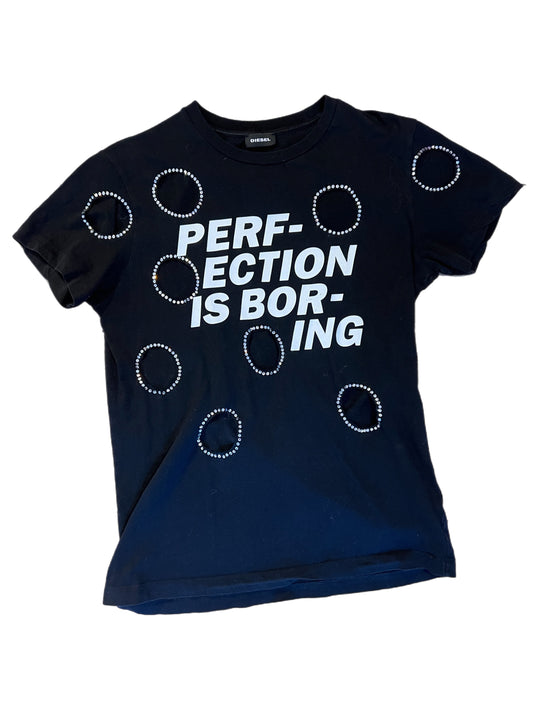 PERFECTION IS BORING bedazzled tee