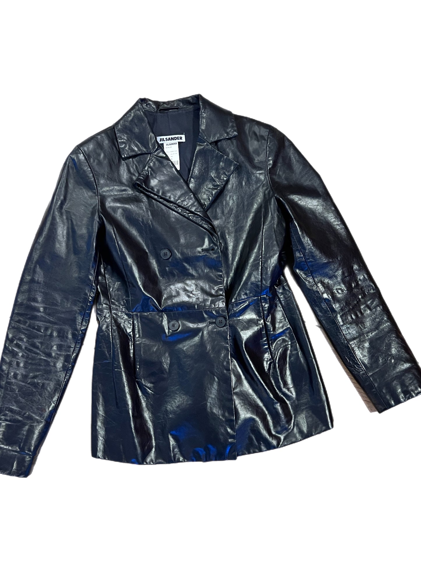 JIL SANDER leather blazer double breated