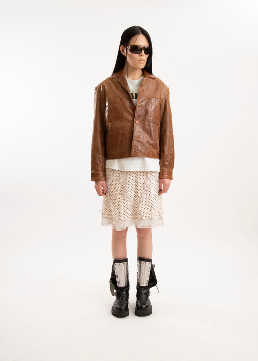 UNBRANDED caramell boxy leather jacket