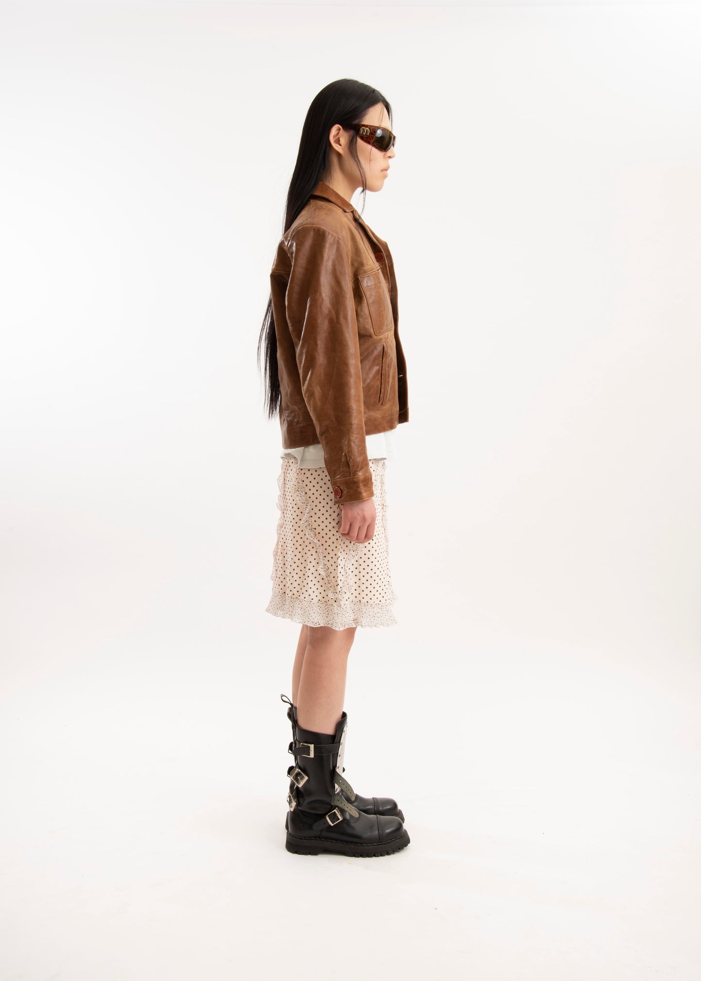 UNBRANDED caramell boxy leather jacket