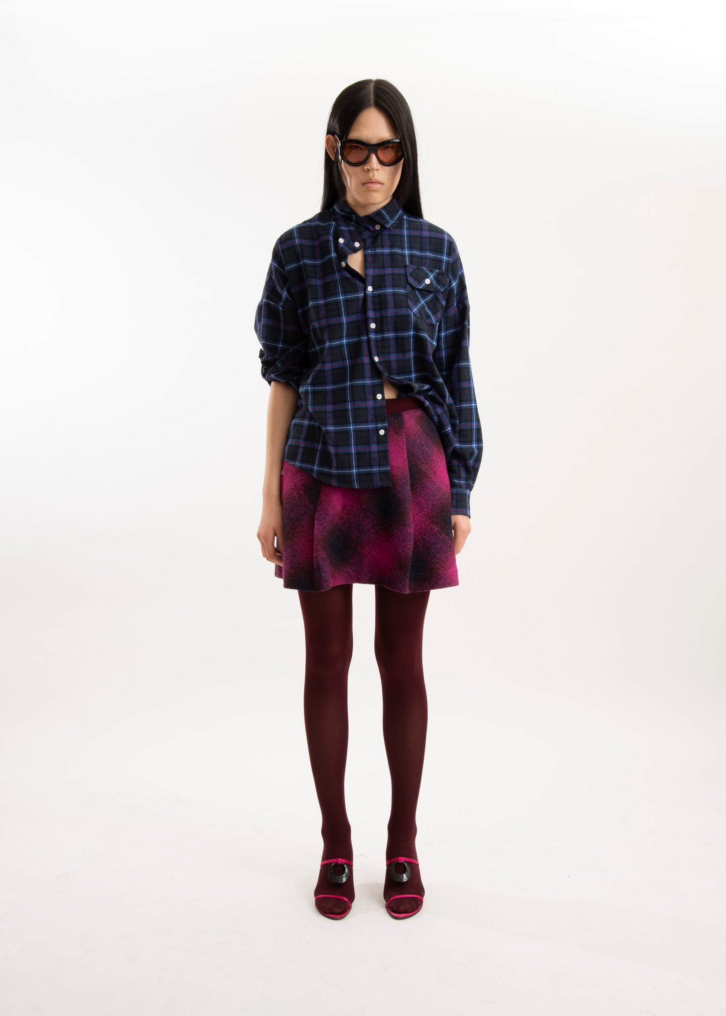 MISS SIXTY mini plaid wool skirt