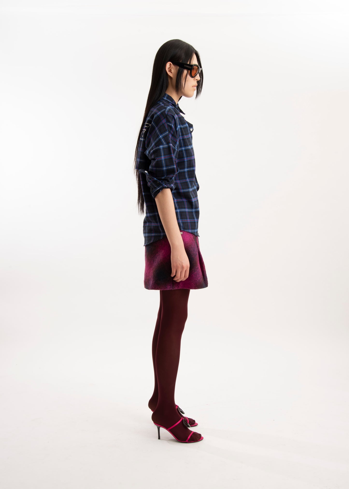 MISS SIXTY mini plaid wool skirt